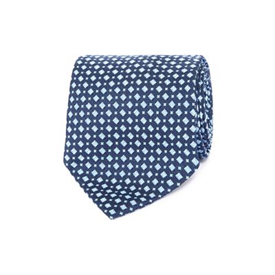 Blue mini diamond print tie
